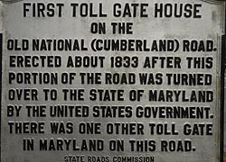 [photo, Toll House plaque, 14302 National Highway (Rte. 40), LaVale, Maryland]