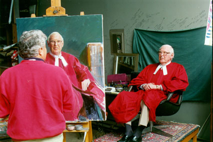 Judge Murphy sitting for his official portrait, painted by Cedric Egeli, 1997.