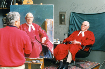 Judge Murphy sitting for his official portrait, painted by Cedric Egeli, 1997.