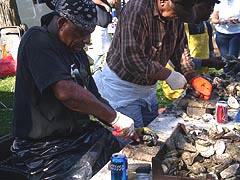 [photo, Shucking oysters, Shady Side, Maryland]