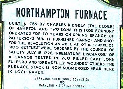 [photo, Northampton Furnace historical marker, Lutherville, Maryland]