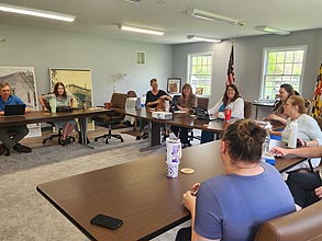 [photo, Committtee meeting, Town Council meeting room, Town Hall, 945 Community Drive, Friendsville, Maryland]