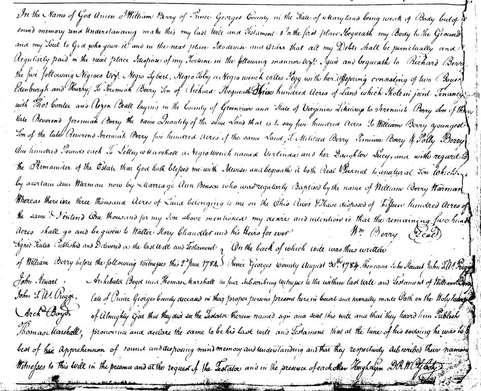 Captain Berry's will - original